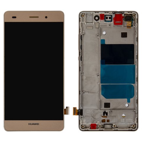 Дисплей для Huawei P8 Lite ALE L21 , золотистий, логотип Huawei, з рамкою, Original PRC 