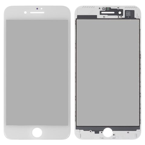 Скло корпуса для Apple iPhone 7 Plus, з рамкою, з поляризаційною плівкою, з ОСА плівкою, біле