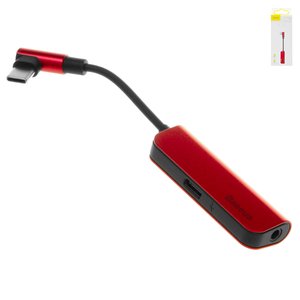 Адаптер Baseus L53, не підтримує функції мікрофона, з USB тип C на 3,5 мм 2 в 1, USB тип C, TRS 3.5 мм, червоний, #CATL53 91