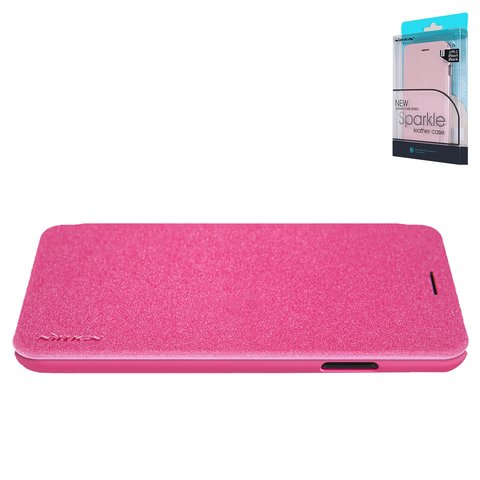 Чехол Nillkin Sparkle laser case для iPhone XR, розовый, с отверстием под логотип, книжка, пластик, PU кожа, #6902048164666