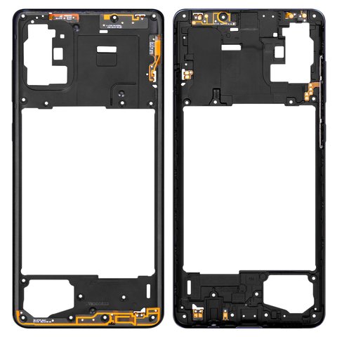 Середня частина корпусу для Samsung A715 Galaxy A71, чорна, з боковою кнопкою