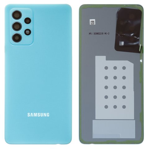 Задня панель корпуса для Samsung A525 Galaxy A52, блакитна, із склом камери