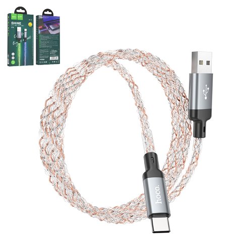 USB кабель Hoco U112, USB тип C, USB тип A, 100 см, 3 A, серый, #6931474788818
