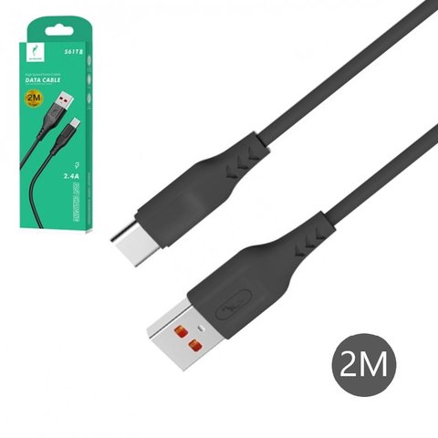USB кабель SkyDolphin S61TB, USB тип C, USB тип A, 200 см, 2,4 А, черный