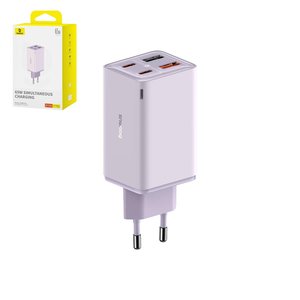Сетевое зарядное устройство Baseus GaN6 Pro, 65 Вт, Power Delivery PD , Fast Charge, фиолетовый, 4 порта, #P10162701533 00