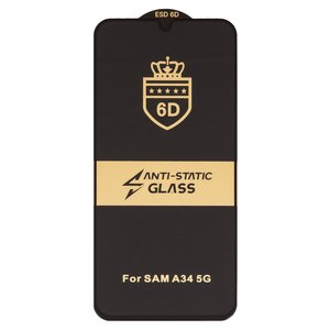 Захисне скло ESD 6D для Samsung A346 Galaxy A34 5G, сумісне з чохлом, Full Glue, Anti Static, без упаковки , чорний