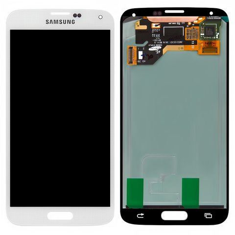Pantalla LCD puede usarse con Samsung G900 Galaxy S5, blanco, sin marco, original vidrio reemplazado 