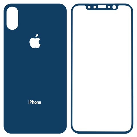 Tempered Glass Screen Protector All Spares compatible with Apple iPhone X, 0,26 mm 9H, front and back, dark blue 