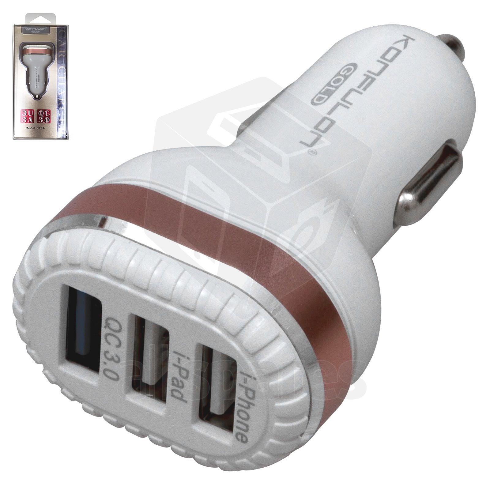 Car Charger Konfulon C28A compatible with Apple Cell Phones; Apple