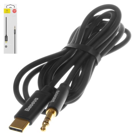 AUX cable Baseus M01, USB tipo C, TRS 3.5 mm, 120 cm, negro, #CAM01 01