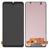 LCD compatible with Samsung A705 Galaxy A70, (black, without frame, High Copy, with wide edge, (OLED))