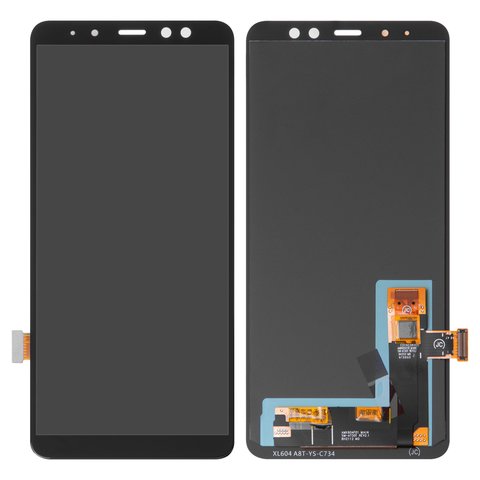 LCD compatible with Samsung A730 Galaxy A8+ 2018 , black, without frame, High Copy, with wide edge, OLED  