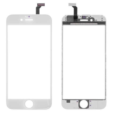 Touchscreen compatible with iPhone 6, with OCA film, with frame, white, AAA 