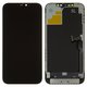 LCD compatible with iPhone 12 Pro Max, (black, with frame, HC, with camera and proximity sensor plastics, (OLED), OEM hard, SL)