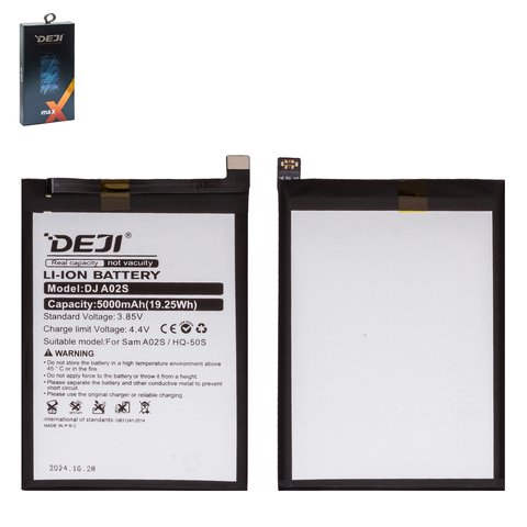 Battery Deji HQ 50S compatible with Samsung A025F DS Galaxy A02s, A037F Galaxy A03s, M025 Galaxy M02s, Li ion, 3.85 V, 5000 mAh 