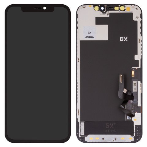 Дисплей для iPhone 12, iPhone 12 Pro, черный, с рамкой, AMOLED , GX OEM soft