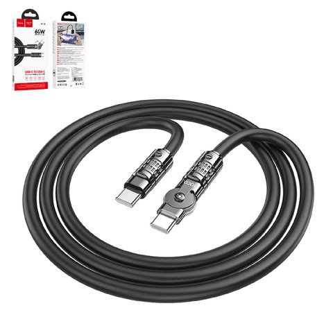 USB кабель Hoco U118, 2xUSB тип C, 120 см, 60 Вт, 3 A, чорний, #6942007603447
