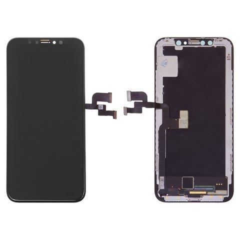 LCD compatible with iPhone X, black, with frame, change glass 