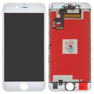 Дисплей для iPhone 6S, белый, с рамкой, AAA, с пластиками камеры и датчика приближения, tianma