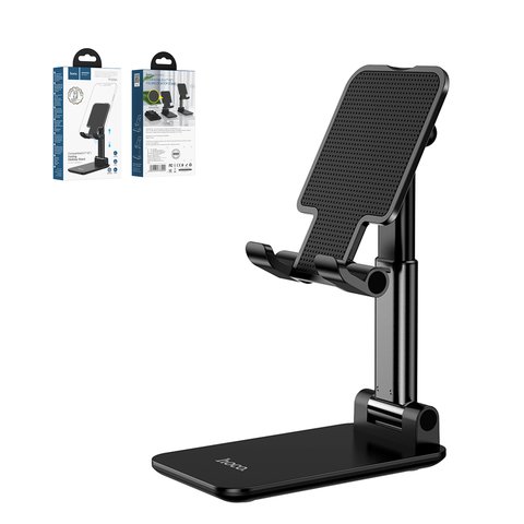 Holder Hoco PH29A, black, sliding, portable, folded, desktop, plastic, metal #6931474733900