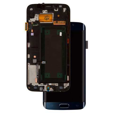 Pantalla LCD puede usarse con Samsung G925F Galaxy S6 EDGE, azul, con marco, original vidrio reemplazado 