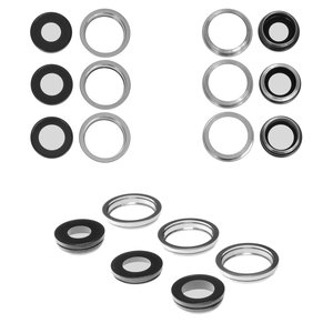 Vidrio de cámara puede usarse con iPhone 12 Pro Max, plateado, con marcos, juego de 3 uds.