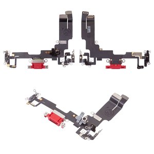Cable flex puede usarse con iPhone 14, del conector de carga, rojo, con micrófono, con componentes, Original PRC 