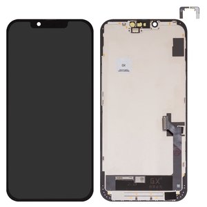 Pantalla LCD puede usarse con iPhone 14 Plus, negro, con marco, HC, sin microchip, OLED , GX OEM hard