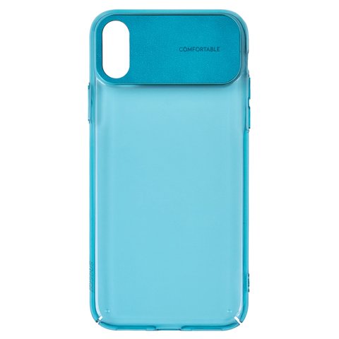 Чехол Baseus для iPhone X, iPhone XS, голубой, со вставкой из PU кожи, прозрачный, пластик, PU кожа, #WIAPIPH58 SS13