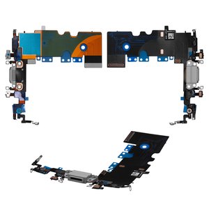 Шлейф для iPhone 8, iPhone SE 2020, iPhone SE 2022, конектора зарядки, білий, High Copy