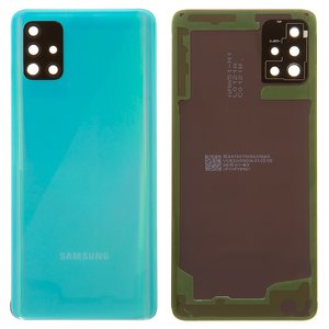 Задняя панель корпуса для Samsung A515F DS Galaxy A51, синяя, со стеклом камеры
