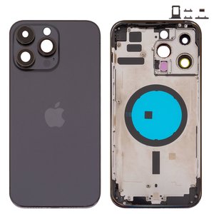 Корпус для iPhone 14 Pro Max, черный, с держателем SIM карты, с боковыми кнопками, Original PRC , EU Version, space black