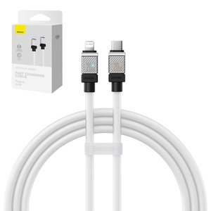 USB кабель Baseus Coolplay Series, USB тип C, Lightning, 100 см, 20 Вт, білий, силіконовий, #CAKW000002