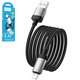 USB кабель Hoco X117, USB тип-A, Lightning, 100 см, 2,4 А, черный, с индикатором, в нейлоновой оплетке, #6942007652544
