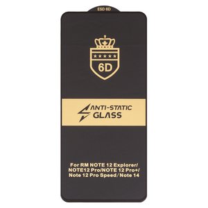 Захисне скло ESD 6D для Xiaomi Poco F5 Pro, Poco M7 Pro 5G , Poco X5 Pro, Redmi K60, Redmi K60 Pro, Redmi Note 12 Pro 5G, Redmi Note 12 Pro Plus, Redmi Note 14 4G, Redmi Note 14 5G, сумісне з чохлом, Full Glue, Anti Static, без упаковки , чорний, global version