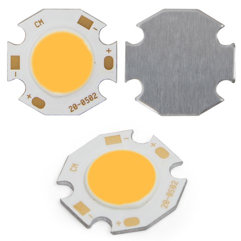 COB LED Chip 5 W warm white, 450 lm, 20 mm, 300 mA, 15 17 V 